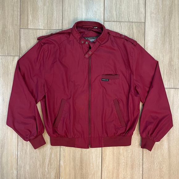 Vintage Members Only Burgundy Bomber Jacket Size 44 Hong Kong Nylon Lined - Picture 1 of 9